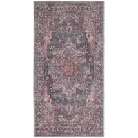 Photo of Red Oriental Power Loom Distressed Washable Area Rug