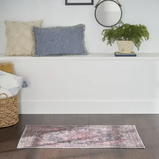 Red Oriental Power Loom Distressed Washable Area Rug Photo 3