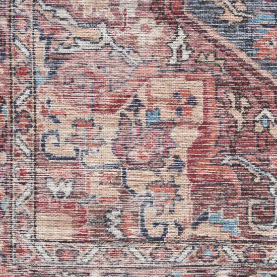 2' X 6' Red Oriental Power Loom Distressed Washable Runner Rug Photo 8