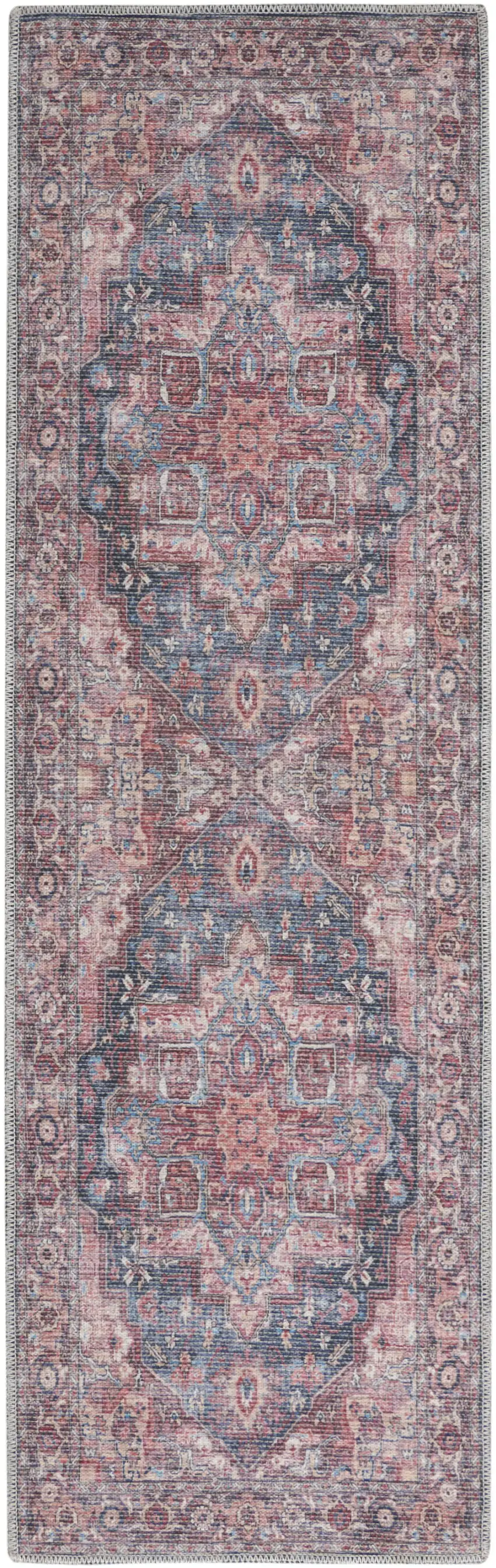 2' X 6' Red Oriental Power Loom Distressed Washable Runner Rug Photo 9