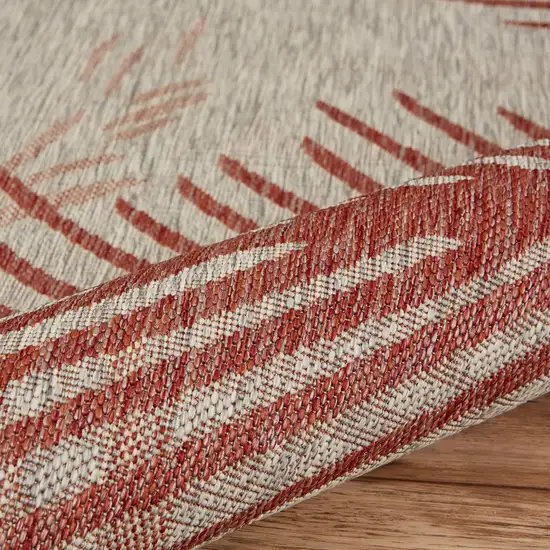 Red Palm Leaves Indoor Outdoor Area Rug Photo 7