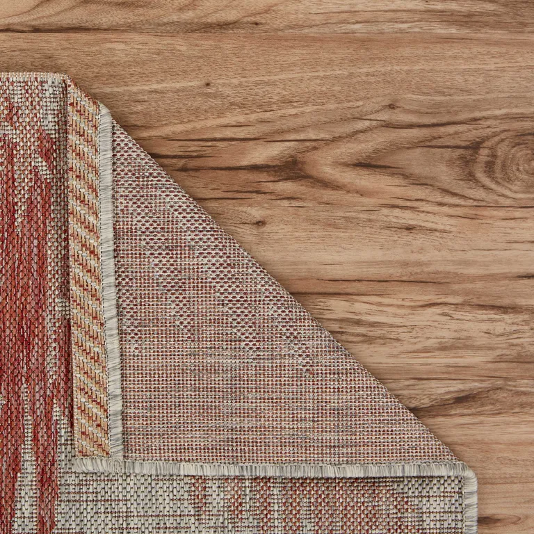 Red Palm Leaves Indoor Outdoor Area Rug Photo 3