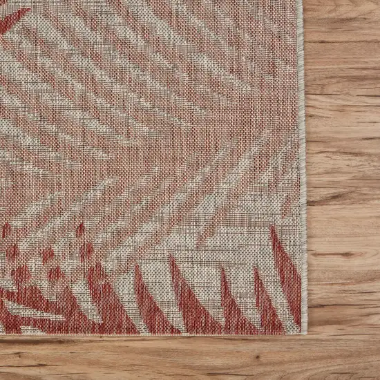 Red Palm Leaves Indoor Outdoor Area Rug Photo 4