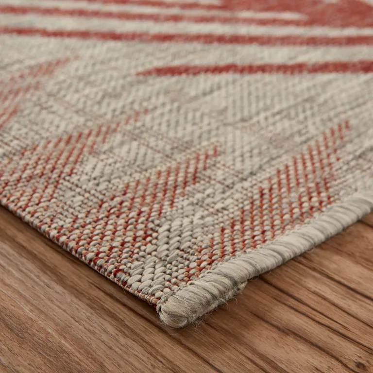 Red Palm Leaves Indoor Outdoor Area Rug Photo 5