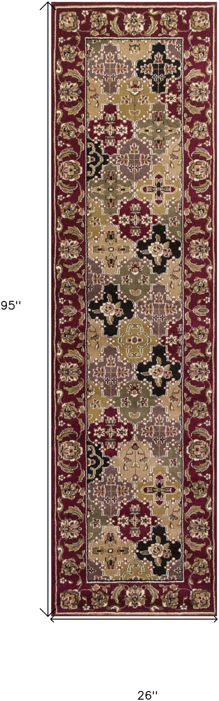 2' X 8' Red Panel Runner Rug Photo 8