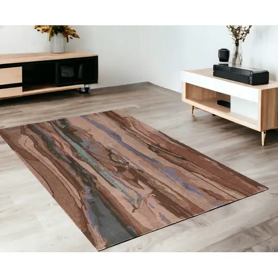 Red Pink and Blue Wool Abstract Hand Tufted Area Rug Photo 1