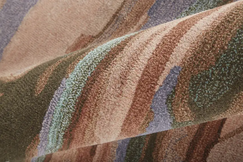 Red Pink and Blue Wool Abstract Hand Tufted Area Rug Photo 7