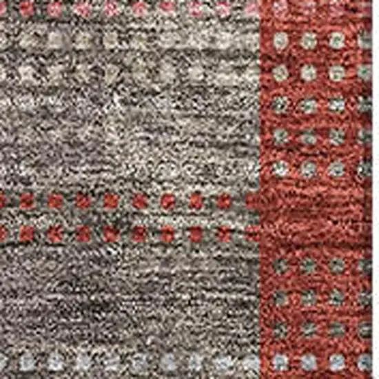 Red Pink And Gray Plaid Washable Area Rug With UV Protection Photo 2