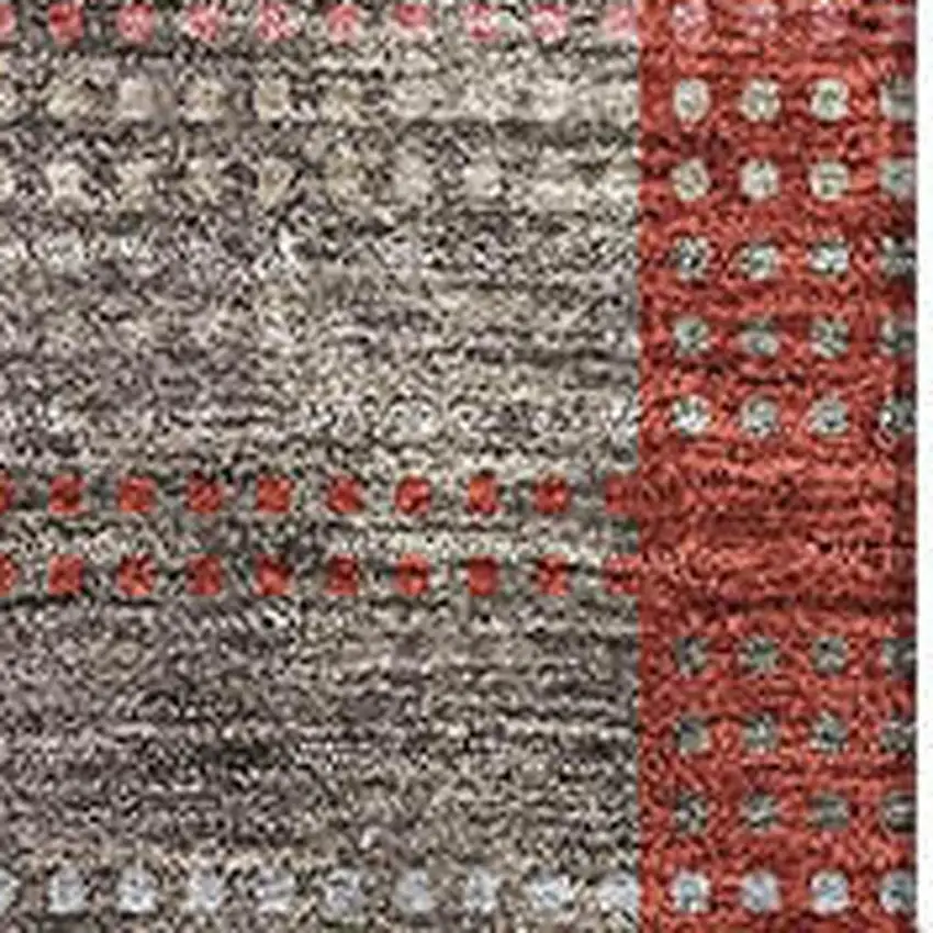 Red Pink And Gray Plaid Washable Area Rug With UV Protection Photo 2