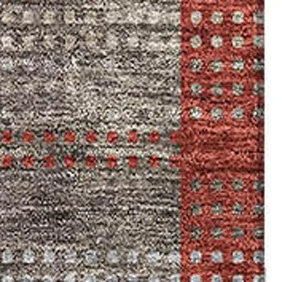 Red Pink And Gray Plaid Washable Area Rug With UV Protection Photo 2