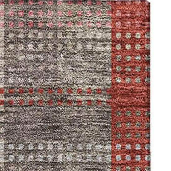 Red Pink And Gray Plaid Washable Area Rug With UV Protection Photo 3