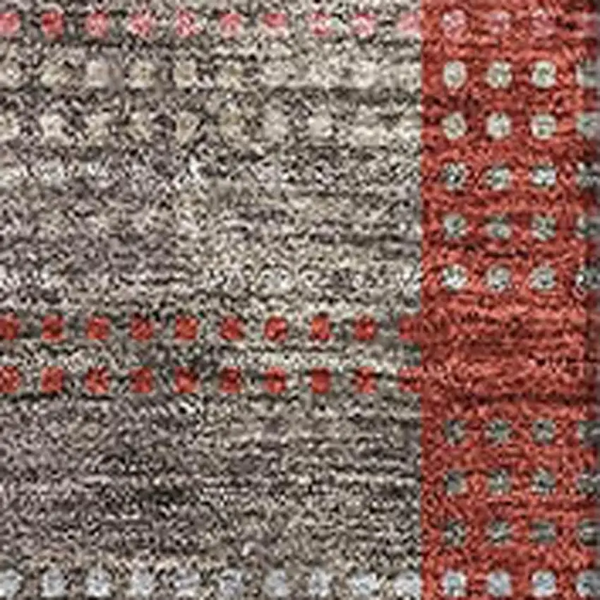 Red Pink And Gray Plaid Washable Area Rug With UV Protection Photo 2