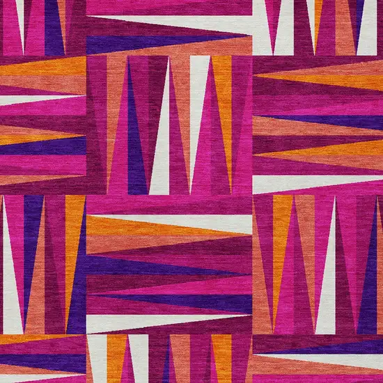 Red Purple And Copper Geometric Washable Indoor Outdoor Area Rug Photo 5