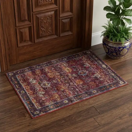 Red Purple And Gold Oriental Area Rug Photo 1