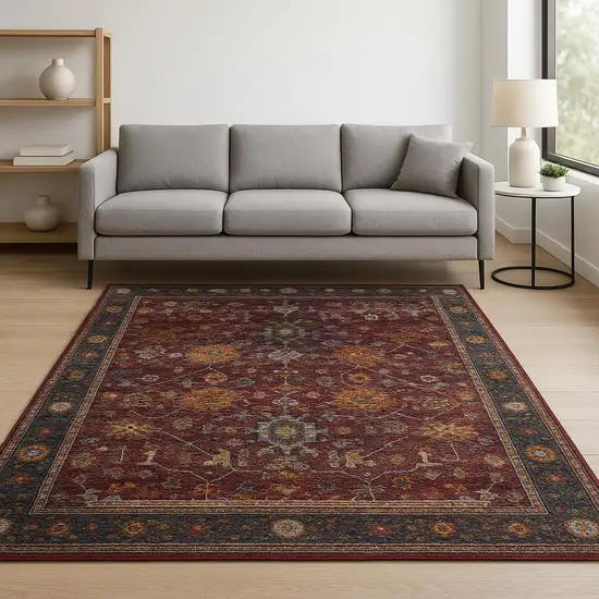 Red Purple Oriental Power Loom Area Rug Photo 1