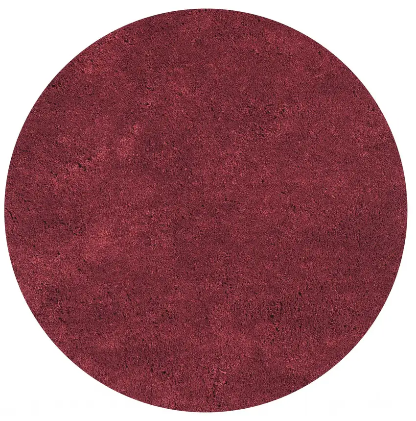 Red Round Indoor Shag Rug Photo 1