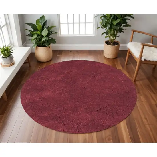 8' Red Hand Woven Round Rug Photo 1