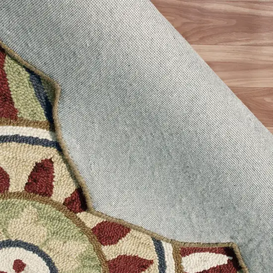 Red Round Wool Floral Hand Tufted Area Rug Photo 9