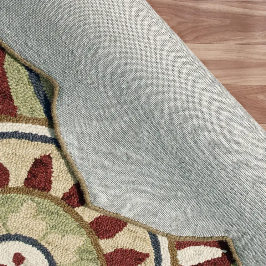 Red Round Wool Floral Hand Tufted Area Rug Photo 9