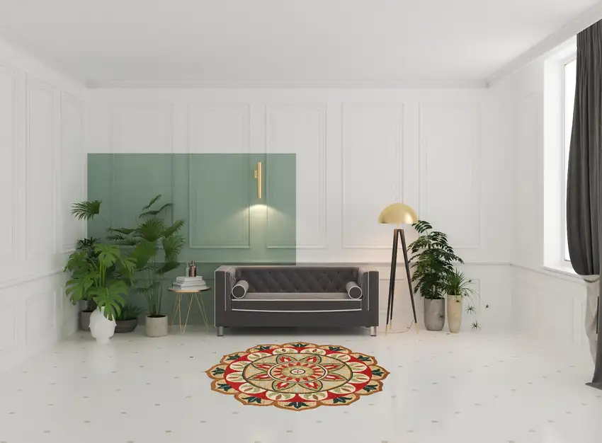 Red Round Wool Floral Hand Tufted Area Rug Photo 2