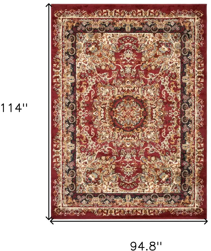 Red and Black Floral Medallion Area Rug Photo 3