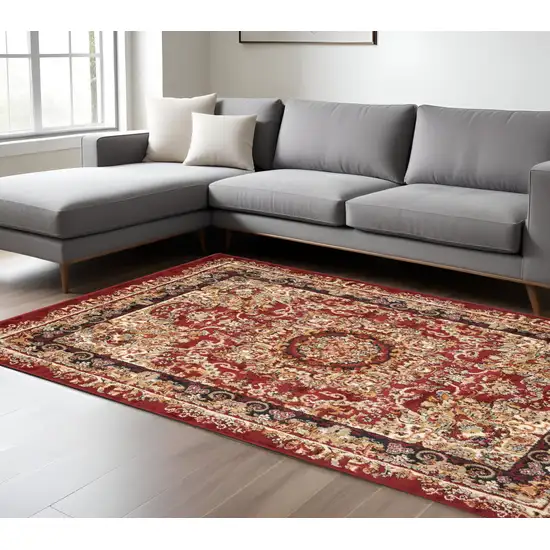 Red and Black Floral Medallion Area Rug Photo 1