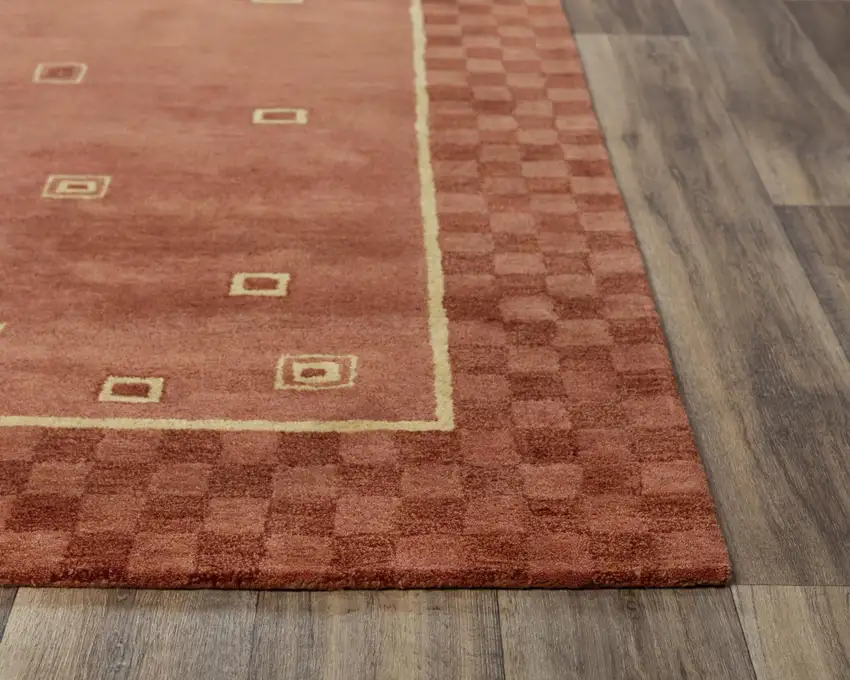 Red Rust And Yellow Wool Oriental Hand Tufted Area Rug Photo 2