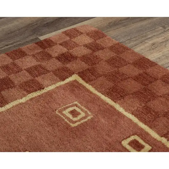 Red Rust And Yellow Wool Oriental Hand Tufted Area Rug Photo 4