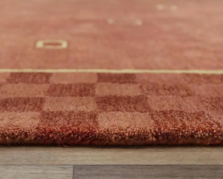 Red Rust And Yellow Wool Oriental Hand Tufted Area Rug Photo 5