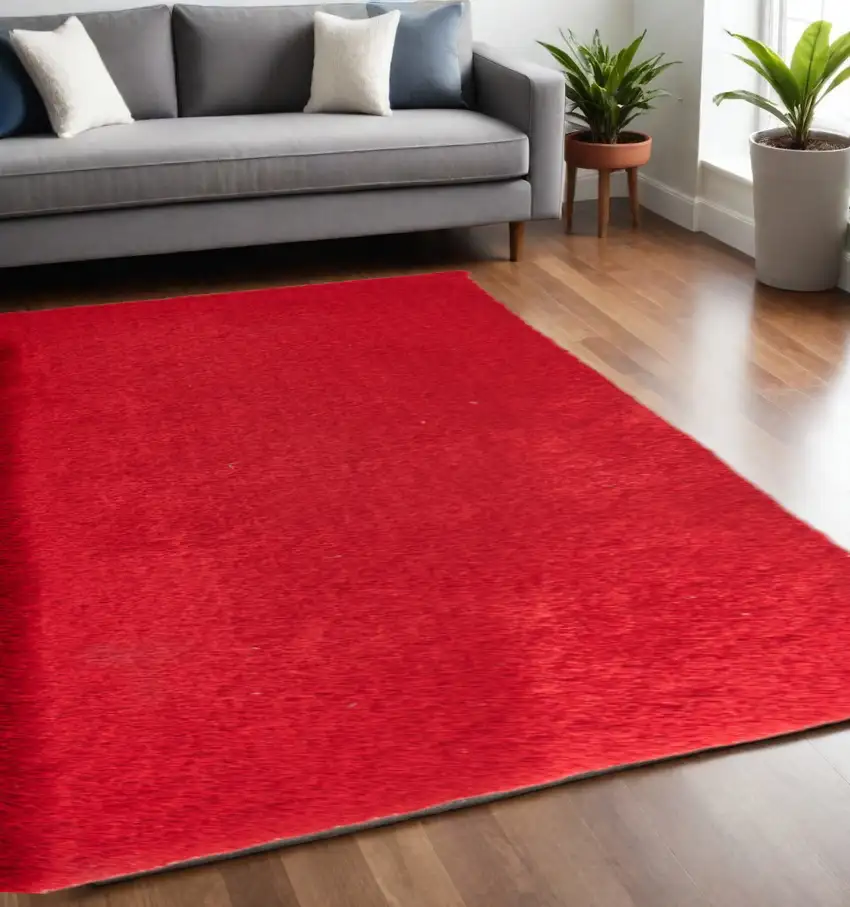 Red Shag Hand Tufted Area Rug Photo 1
