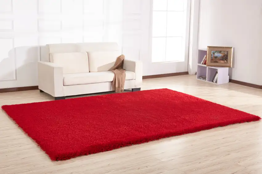 Red Shag Hand Tufted Area Rug Photo 4