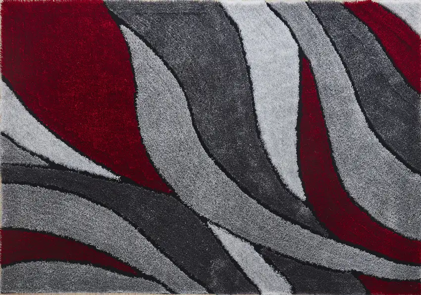 Red Shag Hand Tufted Area Rug Photo 3