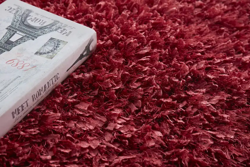 Red Shag Hand Tufted Area Rug Photo 8