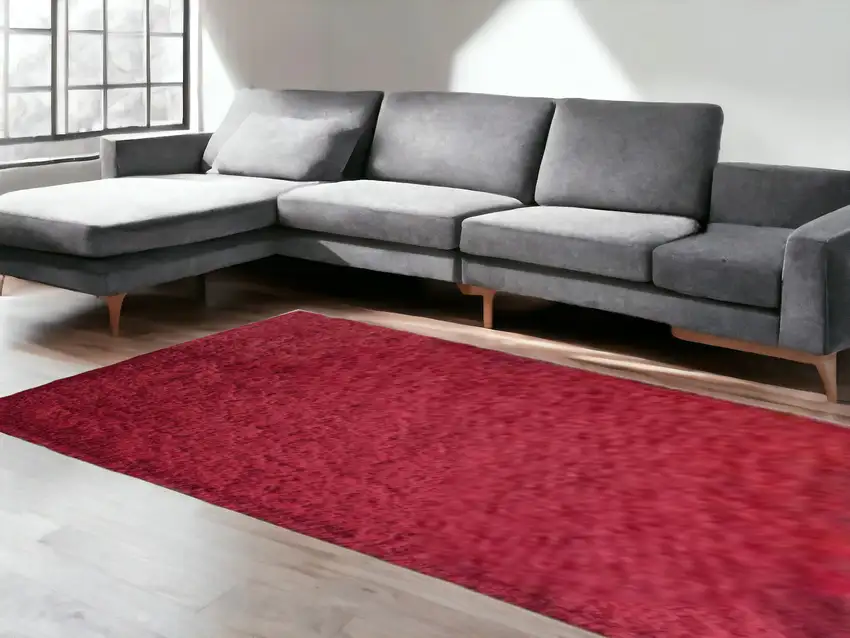 Red Shag Hand Tufted Area Rug Photo 1