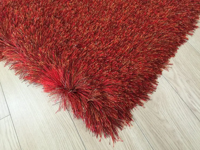 Red Shag Hand Tufted Area Rug Photo 5