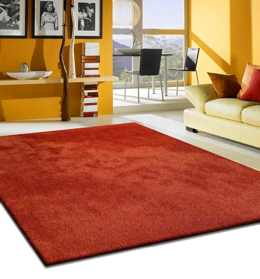 Red Shag Hand Tufted Area Rug Photo 6