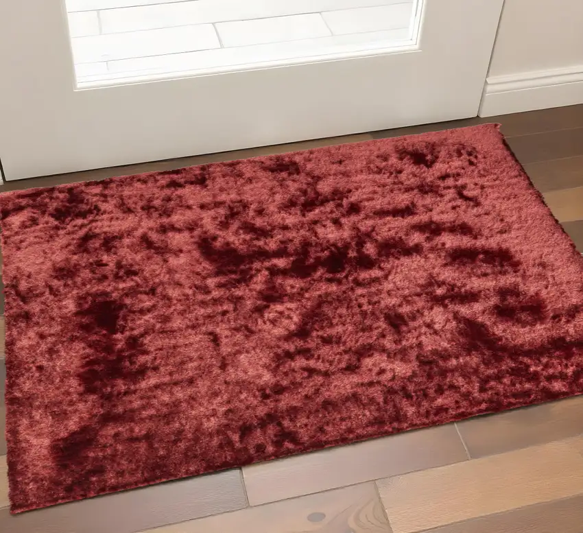 Red Shag Hand Tufted Area Rug Photo 1
