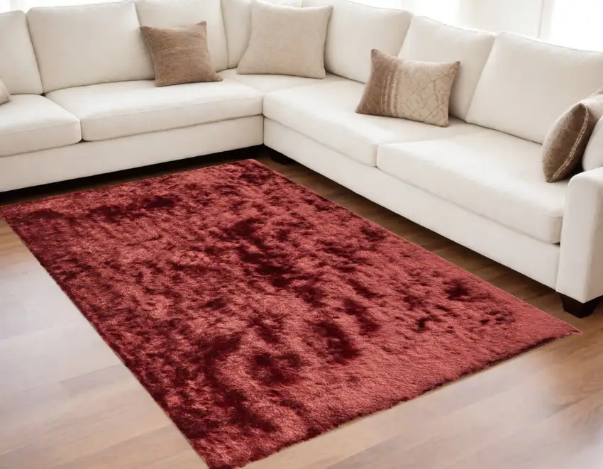 Red Shag Hand Tufted Area Rug Photo 1