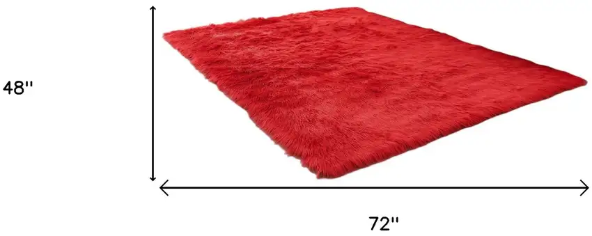 Red Faux Sheepskin Shag Washable Area Rug Photo 3