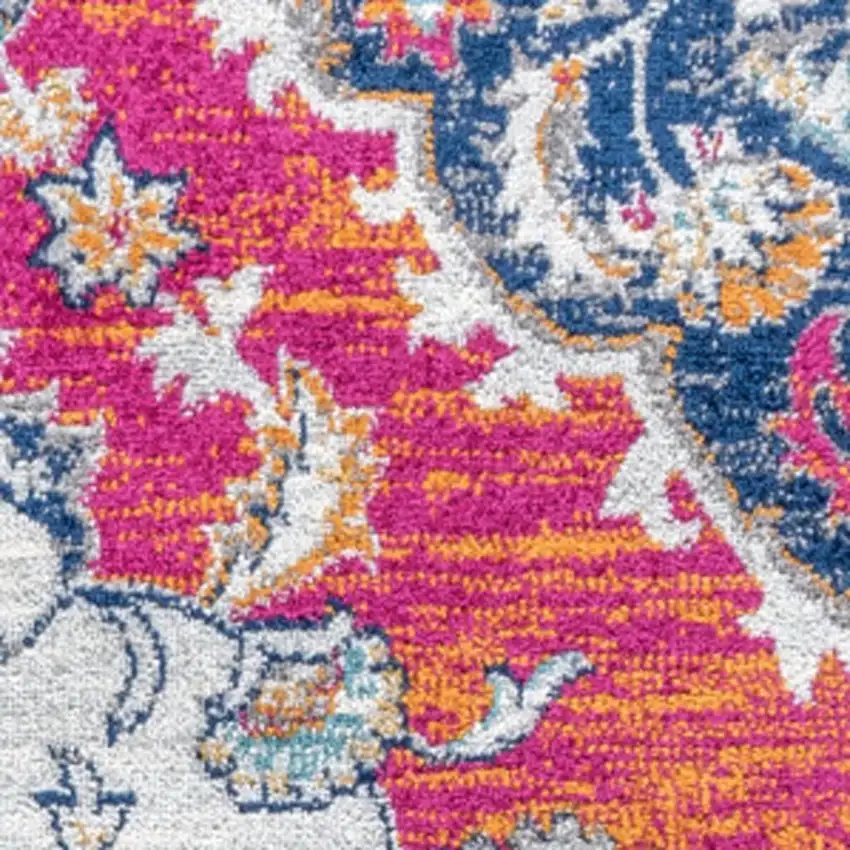 Red Slate Blue And Cool Gray Medallion Area Rug Photo 2