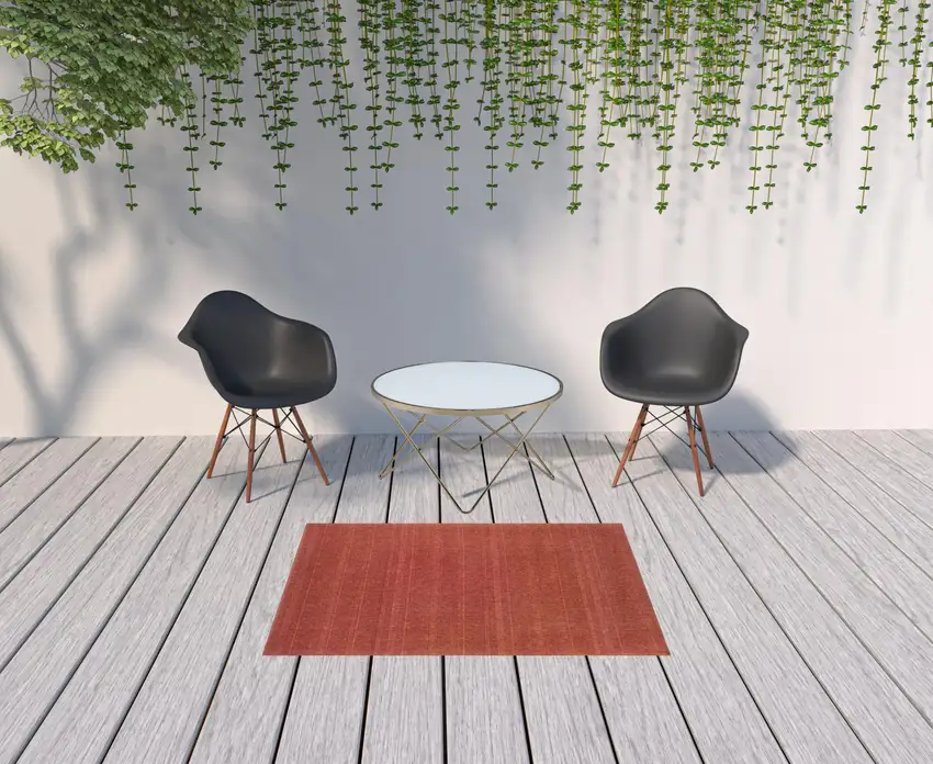 Red Stain Resistant Indoor Outdoor Area Rug Photo 2