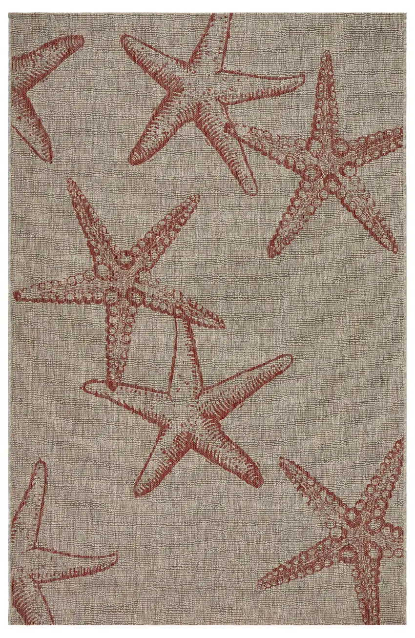 Red Starfish Indoor Outdoor Area Rug Photo 1