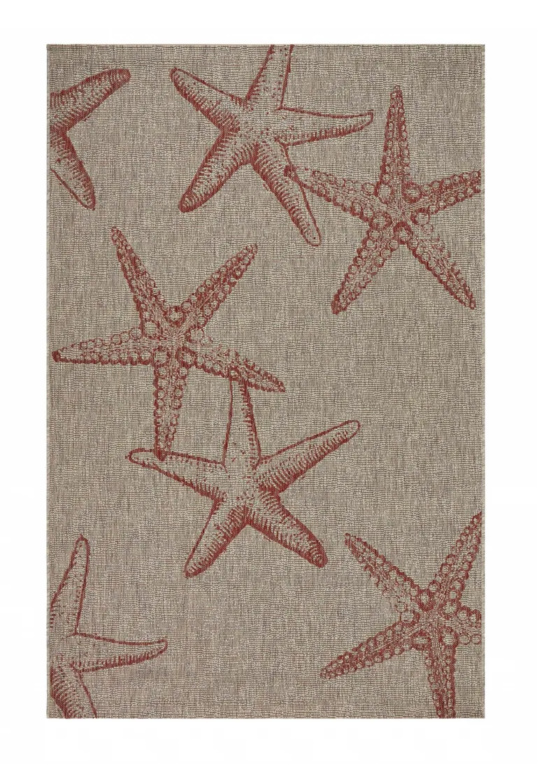 Red Starfish Indoor Outdoor Area Rug Photo 4