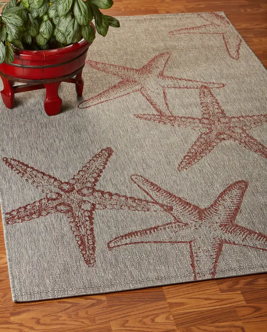 Red Starfish Indoor Outdoor Area Rug Photo 7