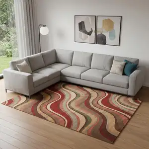 Photo of Red Striped Area Rug