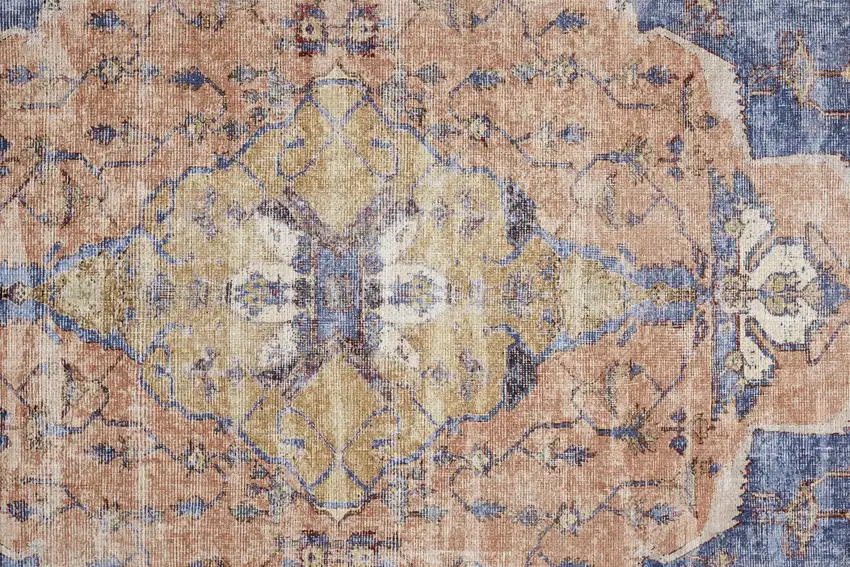 Red Tan And Blue Abstract Area Rug Photo 9