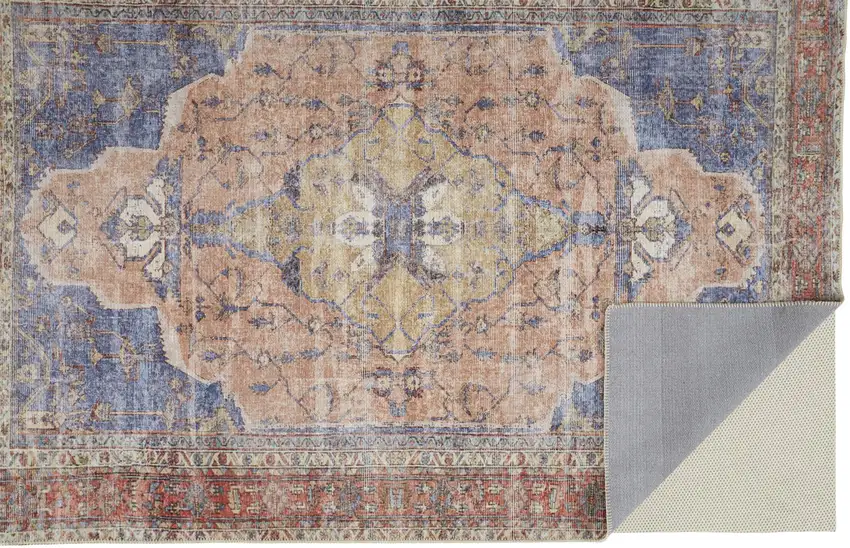 Red Tan And Blue Abstract Area Rug Photo 1