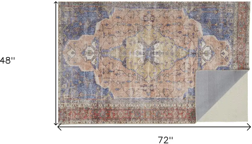 Red Tan And Blue Abstract Area Rug Photo 10