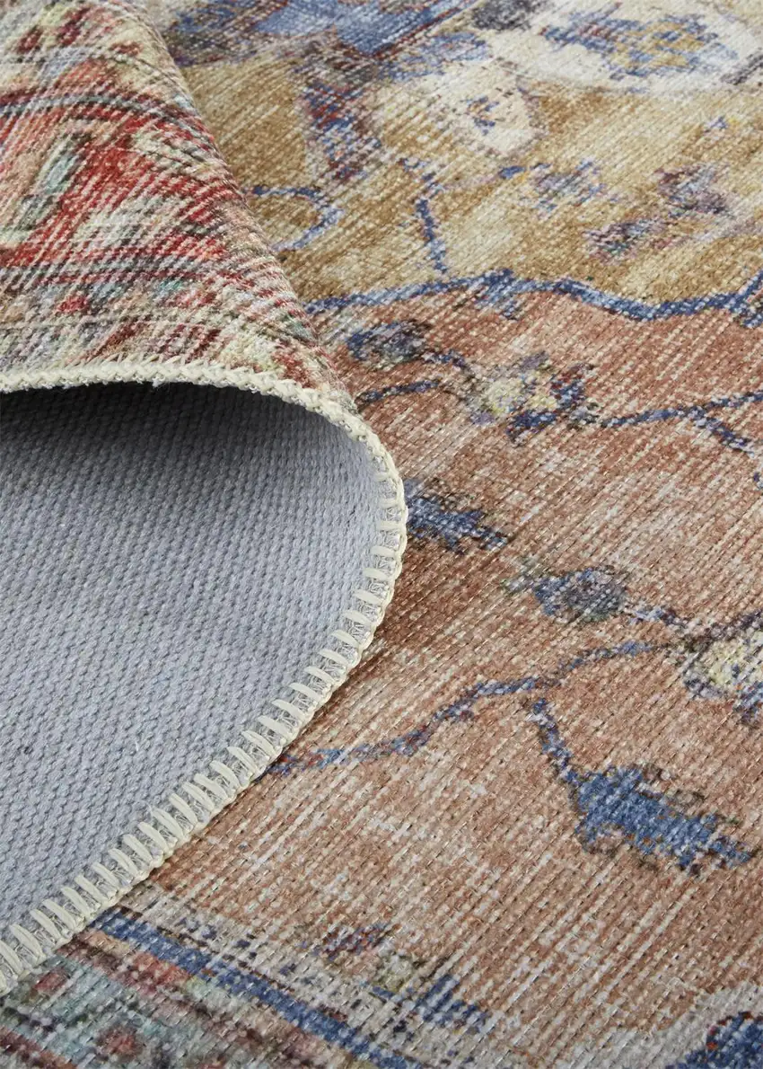 Red Tan And Blue Abstract Area Rug Photo 5
