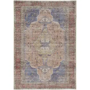 Photo of Red Tan And Blue Abstract Area Rug
